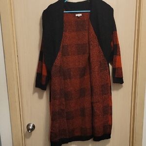 Maurices Black and Red Plaid Cardigan
